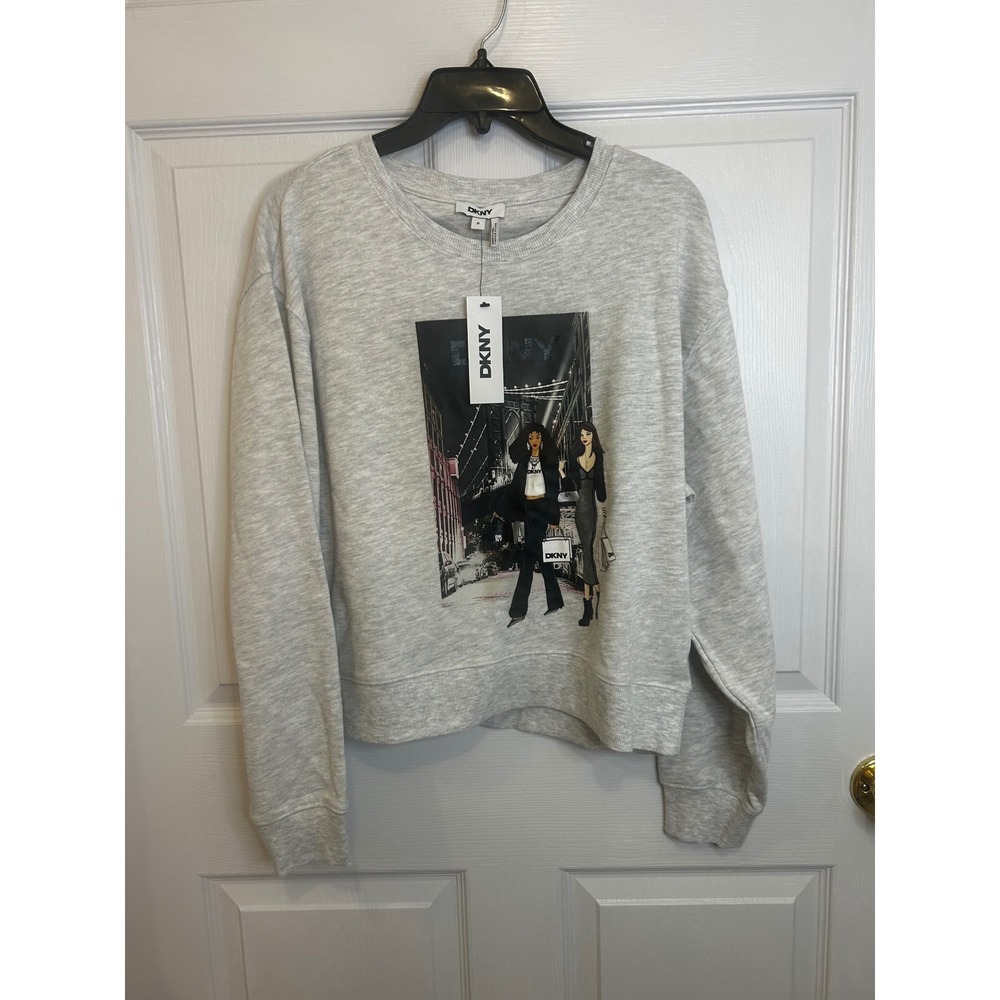 DKNY Womens Heather Grey NYC Graphic Crewneck Sweatshirt NWT Medium
